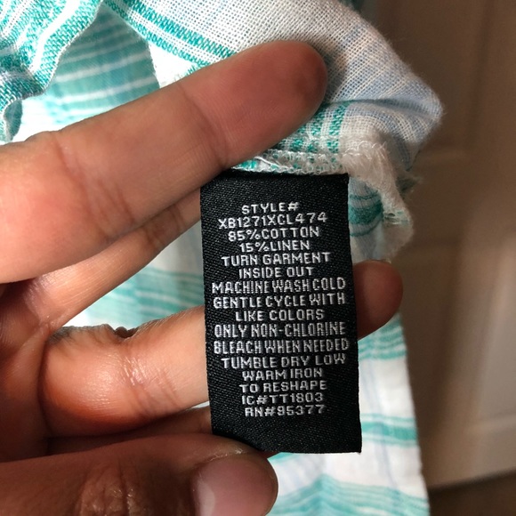 NWT 🌴SANCTUARY SHORT SLEEVE SHIRT GRN/BL PLAID - Picture 5 of 8